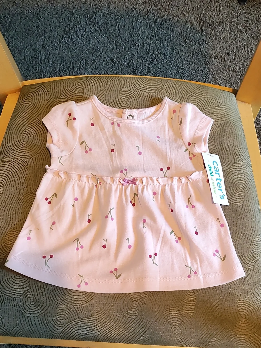 Carter's Child Of Mine Baby Pink Cherry Print Dressy Dress 0-3 Months Old